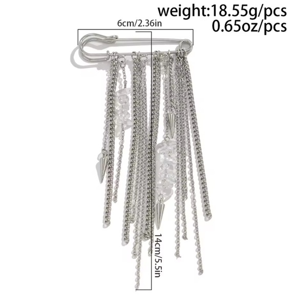 Silver Fringe Crystal Chain Accessory Jeans Pants Ankle Pin Brand New - Picture 3 of 3